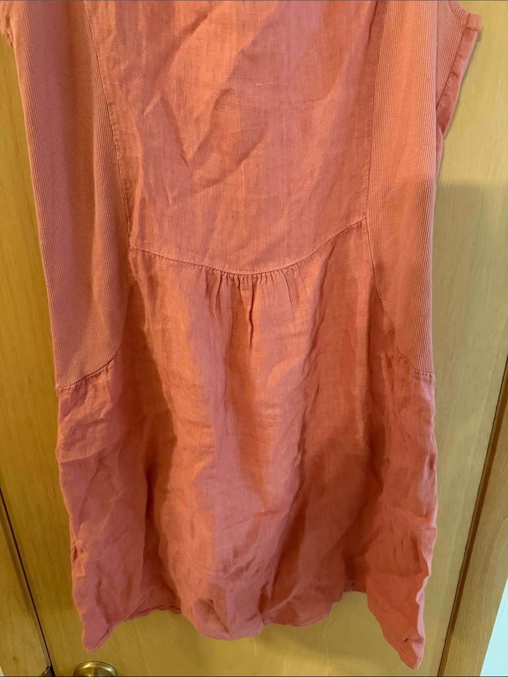 Lungo L’Arno Women’s Sleeveless Linen Shift Dress Rosette Coral Pink Medium - Picture 9 of 9